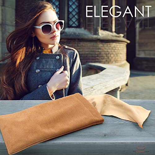 MyEyeglassCase Soft Sunglasses Case - Large Glasses Holder in Cotton Corduroy Beige - Squeeze Top Eyeglass Pouch with cloth - Passport Holder, Smart Phone Case for Men and Women (CT8 Corduroy Beige) - Thumbnail 2