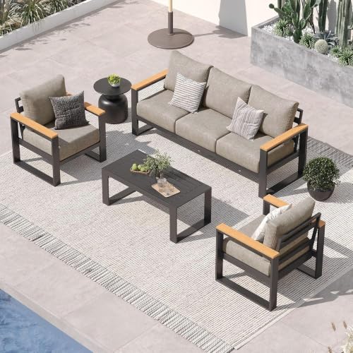 Image of Sundale Outdoor Aluminum Patio Furniture Set, 4 Piece Conversation Sets