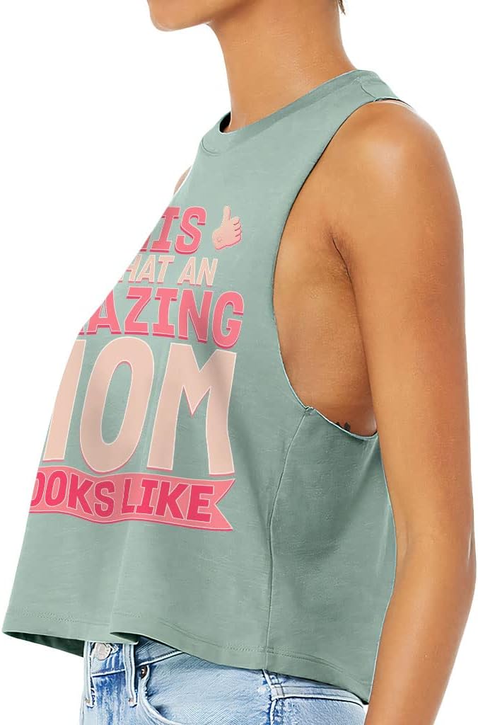 Amazing Mom Racerback Cropped Tank - Cool Design Women's Tank - Printed Tank Top