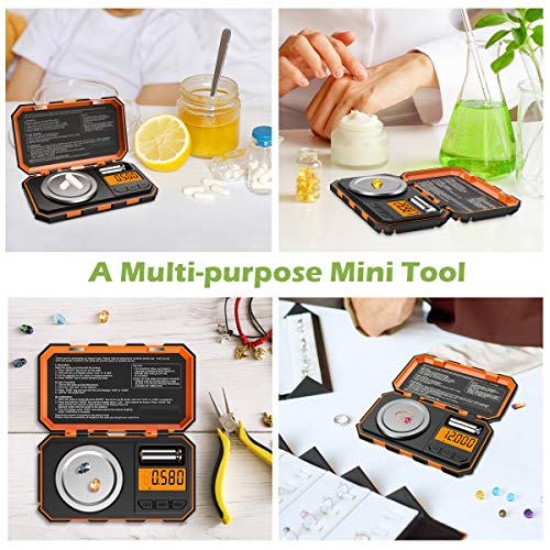 [New Version] KeeKit Digital Pocket Scale, 50g 0.001g Professional Milligram Scale, Portable Jewelry Scale with 50g Calibration Weight, Tare & LCD Backlit Display (Battery/Tweezers Included) - Orange - Thumbnail 7