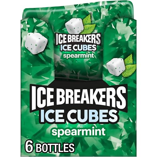 ICE BREAKERS Ice Cubes Spearmint Sugar-Free Gum Bottles, 6 ct | Spearmint Sugar-Free Gum Cubes with Cooling Crystals, ADA Accepted, Bottles for Backpacks, Cup Holders and Desks, 6 ct - image 1