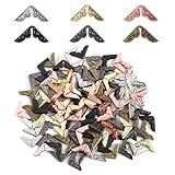120 Pcs Metal Book Corners Protectors Scrapbook Photo Corners Covers Nootbook Protectors Vintage Triangle Decorative Trim for Photo Album, Diary Covers, Menus