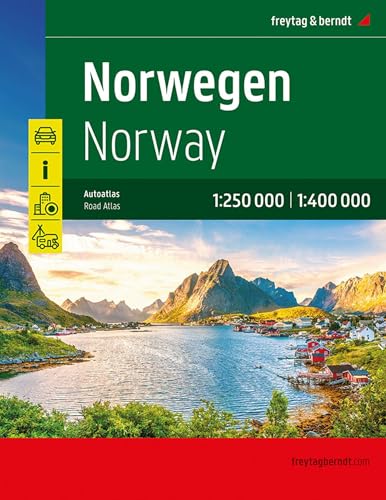 Norwegen, Autoatlas 1:250.000 - 1:400.000, freytag & berndt: Superatlas mit Spiralbindung, Camping- und Stellplätze, Freizeitinfos (freytag & berndt Autoatlas)