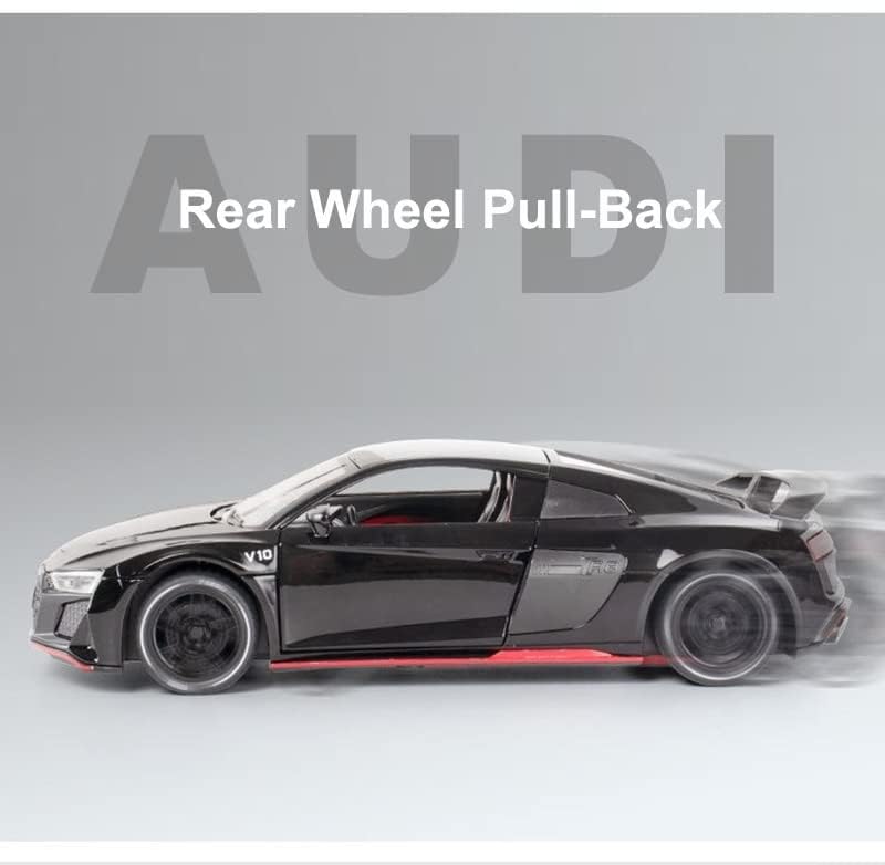 Image of Audi R8 1:24 Model Car with Box, Zinc Alloy Pull Back Toy car with Sound and Light for Kids Boy Girl Gift [Colors as Per Stock]