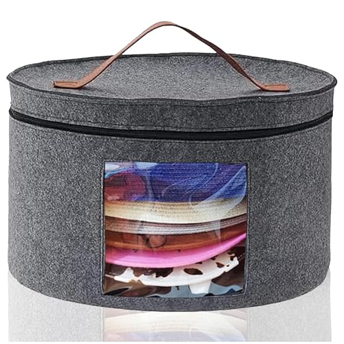 Memfish Caja para sombreros y sombreros para mujer, caja de almacenamiento para sombreros de viaje, grande, redonda, organizador de sombreros de ala ancha, vaquero, hombres, vaqueros, gorras, ropa,