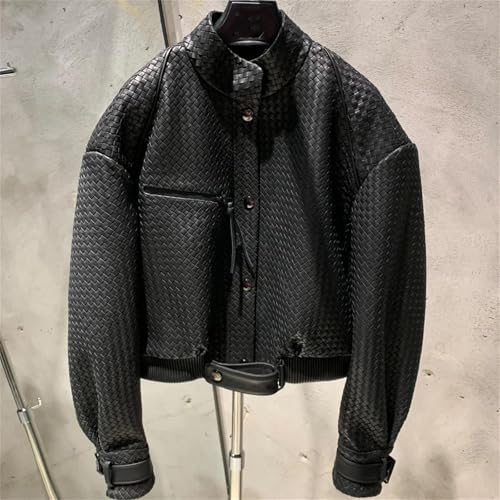 Women's Knitted Leather Jacket - Genuine Spring Coat With Lightweight Design For Seasonal Transition C113 S steampunk buy now online Women's Knitted Leather Jacket - Genuine Spring Coat With Lightweight Design For Seasonal Transition C113 S steampunk buy now online
