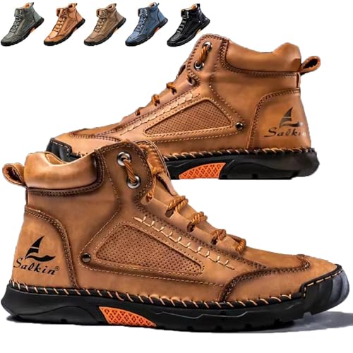 Sawbehind Mens Boots, Saw Behind Men's Comfortable Handmade Leather Boots–Waterproof, Arch Support, Spacious Toe Box