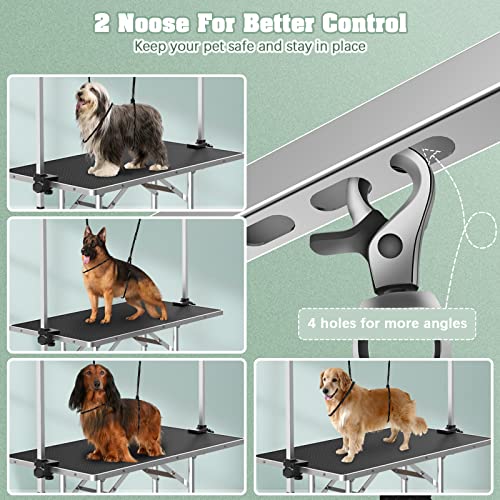Image of Lyromix 46'' Stainless Steel Pet Dog Grooming Table, Arm /Noose /Tray, Black
