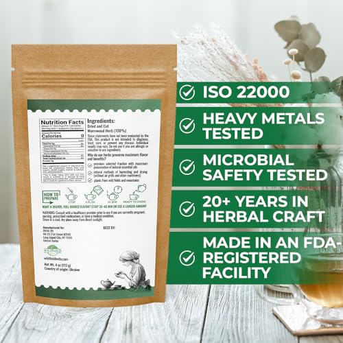 Image of 4 oz. Wormwood Tea Wormwood Herb Dried Herb Tea (Artemisia Absinthium) - 113g Dry Wood Worm Artemisiae Absinthii Herba Artemisa Ajenjo Hierba