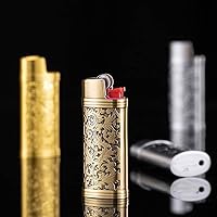 Vista 7 de Mini cubierta de metal para encendedor de barra, funda decorativa portátil de viaje, funda decorativa retro creativa con cadena, funda vintage