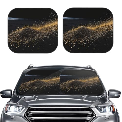 Pare-soleil voiture pliable taille S couleur noir et doré pour pare-brise de berline et SUV