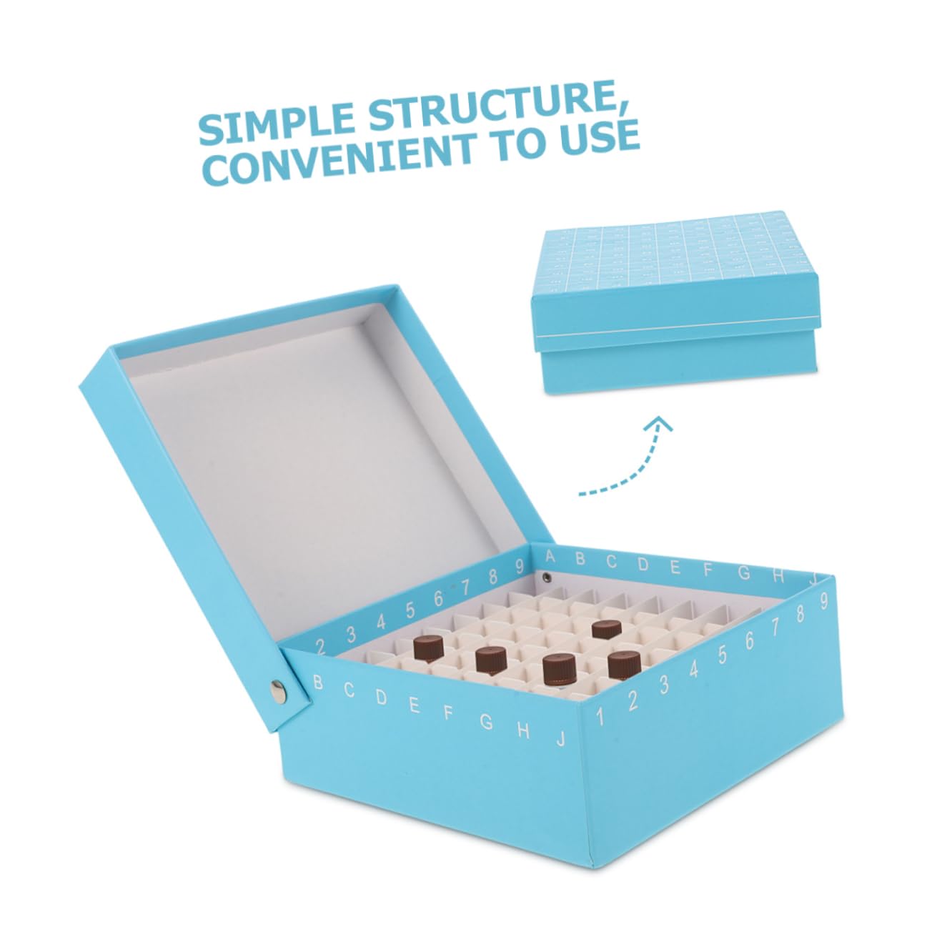 Scatola Porta Provette Centrifuga per Congelatore 2 Pezzi in Carta e Plastico Design Multi Griglia e Coperchio Collegato per Esperimenti di Laboratorio