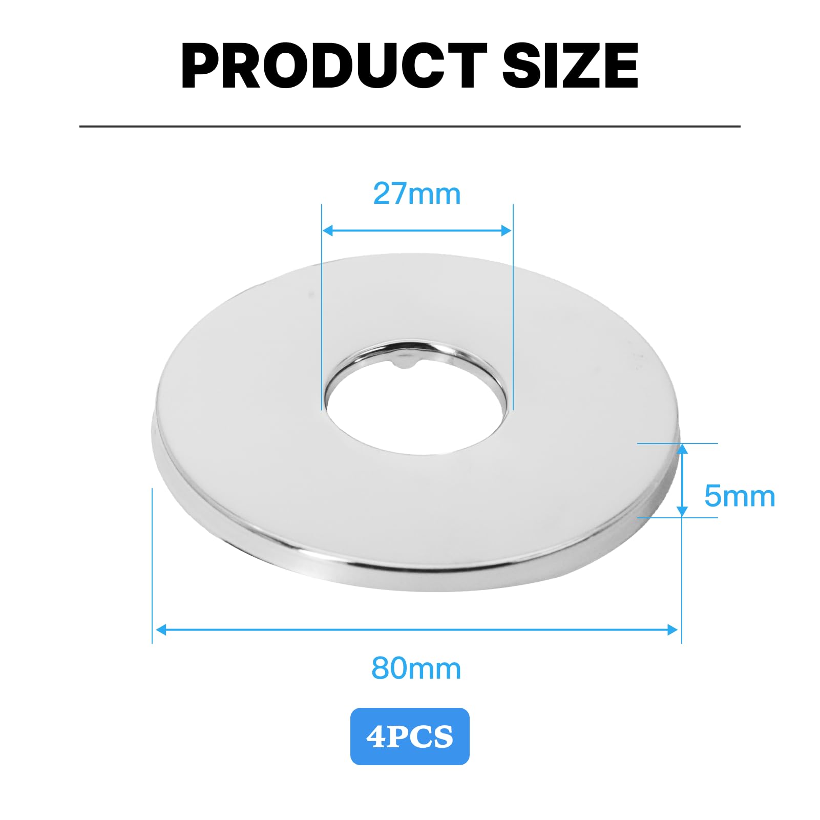 Hugwish tap Shower Pipe Cover Plate 3/4 inch 27 mm x 80 mm x 5 mm in Height 4pcs - Image 2