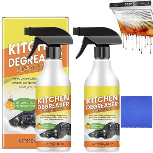 Kitchen Degreasing Foam Cleaner, 4.23 FL oz Powerful Multipurpose Foaming Cleaner for Stove, Cabinets, Oven, Grill, Pots & Deep Grease Removal