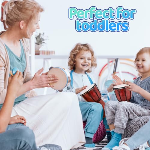 image for ArtCreativity 8 Inch Mini Wooden Toy Drum for Kids - Rustic Brown Wood