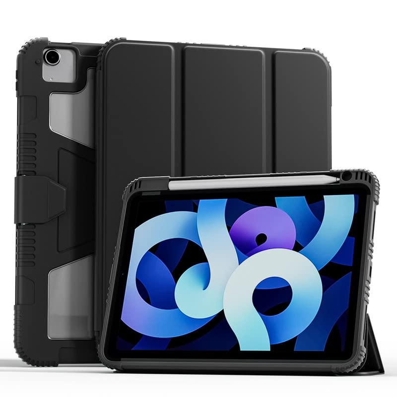 SwooK Shockproof Flip Cover Case with Pencil Holder/Wake-Sleep for iPad Pro 11” 1st 2nd 3rd Gen M1 iPad A2301 A2377 A2459 A2460 A2228 A2068 A2230 A2231 A1980 A2013 A1934 A1979 Cover Case (Black)
