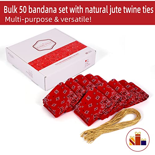 50 Pack Bulk Blue Bandanas For Men - 100% Soft Cotton, 22X22In, Paisley - Large Bandannas For Head - Western Cowboy Scarf In Bulk #TOP4