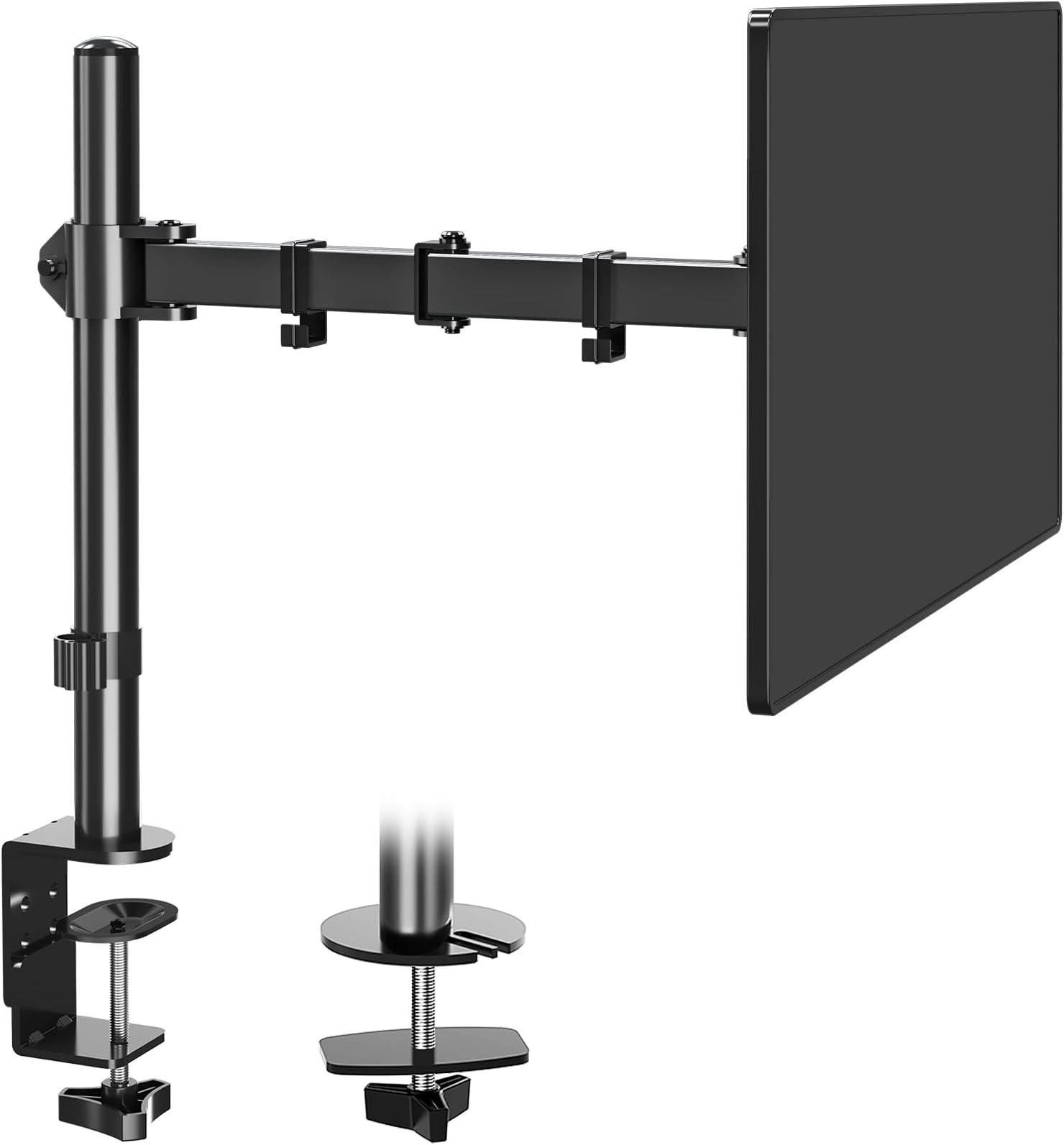 MOUNTUP Single Monitor Desk Mount, Fully Adjustable Single Monitor Arm Stand, Computer Screen Mount for 1 Max 32 Inch,17.6 lbs Display, Monitor Stand with Clamp&Grommet Base, VESA 75x75/100x100mm
