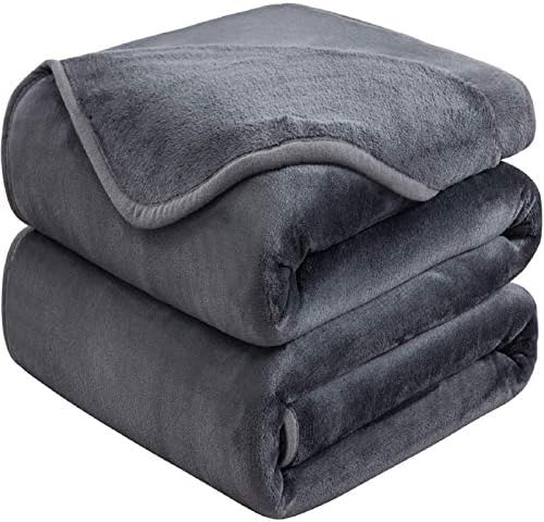 HOZY Soft King Size Blanket for Fall Winter Spring All Season Warm Fuzzy Summer Autumn Throw Blankets for The Bed Fluffy Lightweight 350GSM Dark Grey 90"x108"