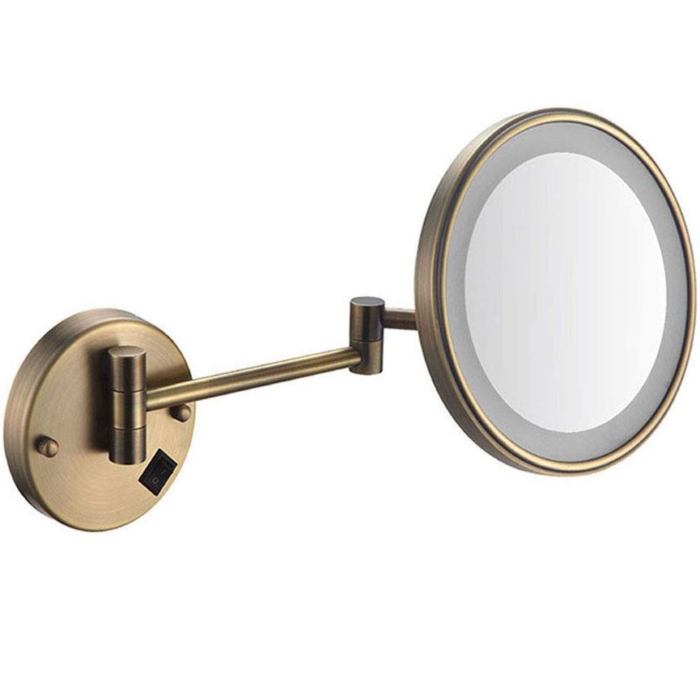 Espejo de maquillaje con luz LED para mujer, 10 aumentos, espejo cosmético de alta calidad, giratorio de 180°, espejo de tocador extensible para baño, 8 pulgadas, enchufe británico