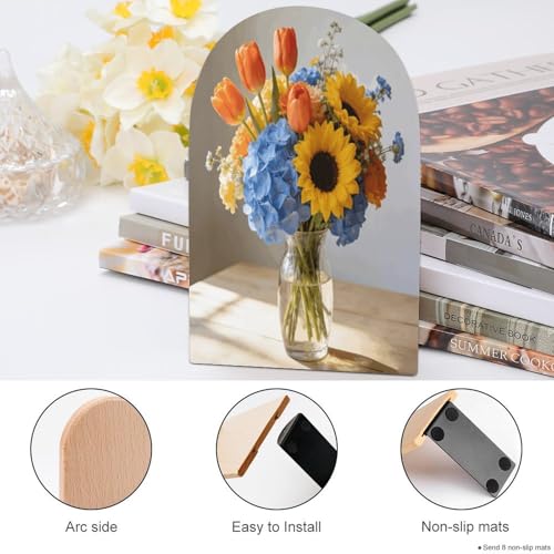 Sujetalibros decorativos Ambrosia con motivos florales de madera premium y metal de alta densidad 5