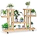Costway Porte-Plantes en Bois à roulettes avec Freins à 4 Niveaux 6 Tablettes Support de Fleur Charge 30KG 120,5 x 25,5 x 66 CM Jardin Maison Balcon Terrasse (Naturel)