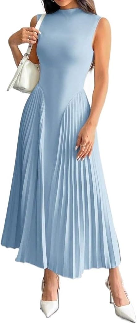 Going Vacation Cocktail Women Elegant Pleated Tight-Fitting A-Line Dress Leisure Party Club