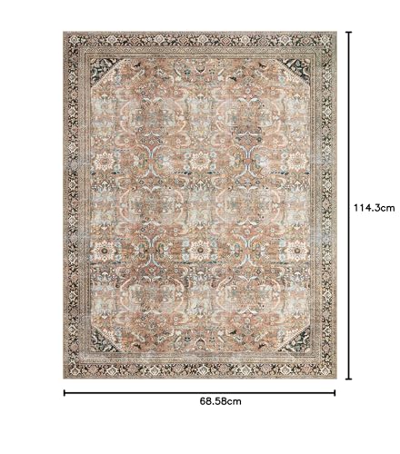 Loloi II Wynter Collection WYN-02 Auburn/Multi 2'-3" x 3'-9", .13" Thick, Accent Rug, Soft, Durable, Printed, Vintage Inspired, Low Pile, Non-Shedding, Easy Clean, Living Room Rug