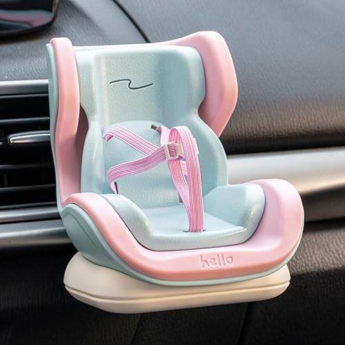 Labubu Compatible Car Safety Seat Model – OB11 Doll Display Stand for Vehicle or Desktop Decoration, Collectible Toy Accessories (Pink&Blue)