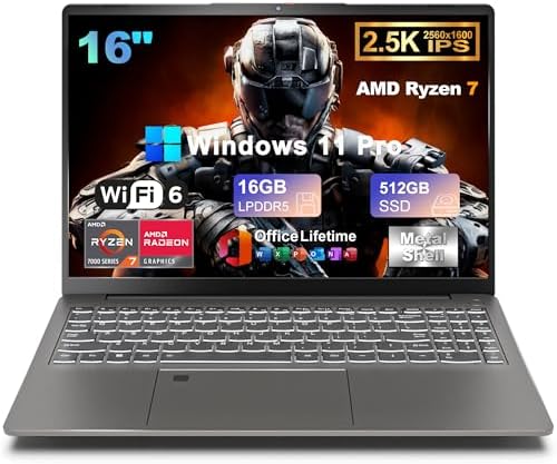 16" IPS 2.5K Gaming Laptop Computer, 8-Core AMD Ryzen 7 6800H Up ...