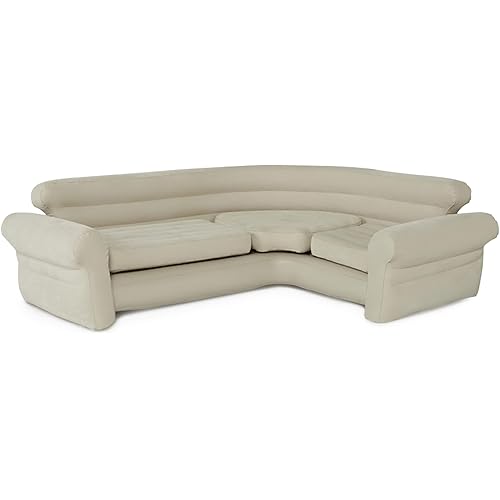 Intex Inflatable Corner Sofa, L-Shaped Couch with 880 lb. Weight Capacity, 2-in-1 Valve for Easy Indoor Setup, 101" x 80" x 30”
