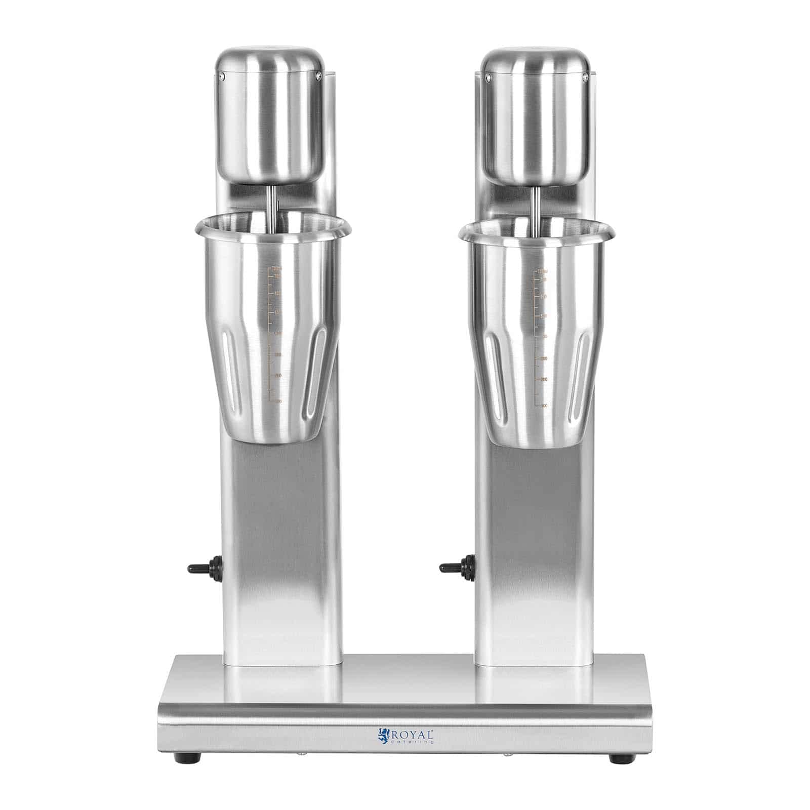 Royal Catering RCPMS-160S Milkshaker Mixeur De Boissons Protéinées Appareil À Milk-Shake (160 W, 2 x 1 l, 15 000 tr/min max. max., 2 réglages de vitesse, Boitier/agitateurs/récipients : inox)