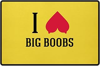 I Love Big Boobs - Felpudo (60 x 40 cm), diseño de tetas, color amarillo