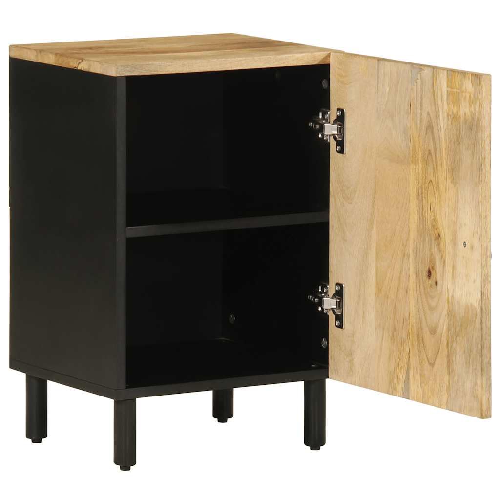 Armario de baño de 38 x 33,5 x 58 cm, madera maciza de mango, negro, con puerta, independiente, para almacenamiento de baño, diseño robusto, ideal para espacios pequeños, crea orden, madera