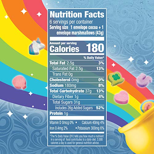 Swiss Miss Chocolate Flavored Hot Cocoa Mix with Lucky Charms Marshmallows, Hot Cocoa Bar Supplies, 1.38 oz., 6-Count