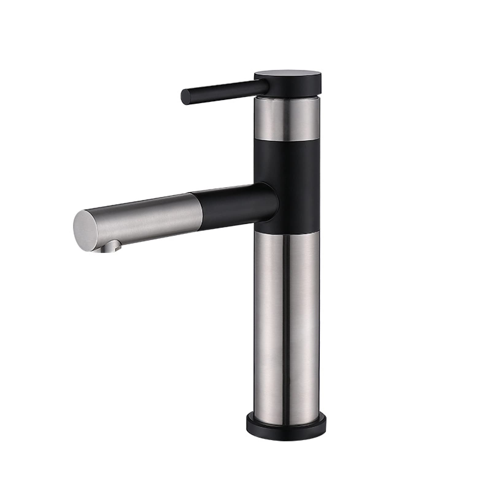 Robinet de lavabo extractible rotatif en acier inoxydable brossé