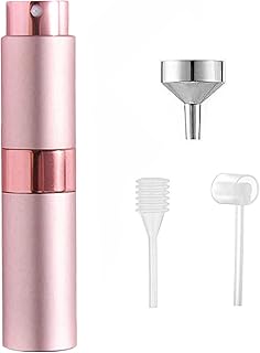 DMQ Travel Perfume Bottle,Perfume Atomiser Fine Mist Perfume Travel Bottle,Pink Portable Travel Bottles,Leaking-Proof Perfume Atomisers Refillable Bottle with 3 Types of Refill Tools (8ml)