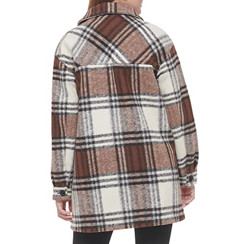 Calvin Klein Women's Everyday Plaid Shirt Jacket With Detachable Fleece Bib, Aztec Ombo, Small #TOP3