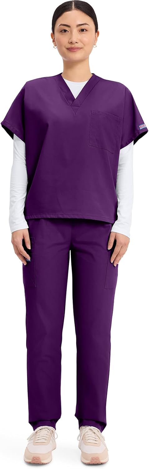 Cherokee Scrubs for Women and Men Unisex V-Neck Tunic Nursing Scrub Top with Chest Pocket, Tuckable Durable Fabric – 4777 - Image 10