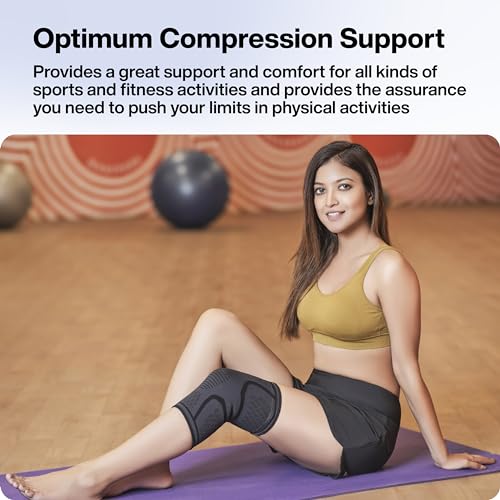Image of FOVERA Sports Knee Cap Compression Support, Knee Guard for Gym, Running, Cycling, Sports, Jogging, Workout & Pain Relief for Men & Women (Size - S, 1 Pair)