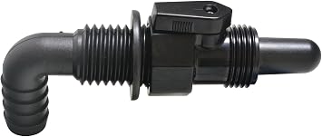 T-H Marine Aerator Spray Heads with On Off Valve - Livewell and Bait Tank Aerator Fittings - Barbed 90 Degree Head Fits 3/4" Hose - Screw On Valve - Black - On Off