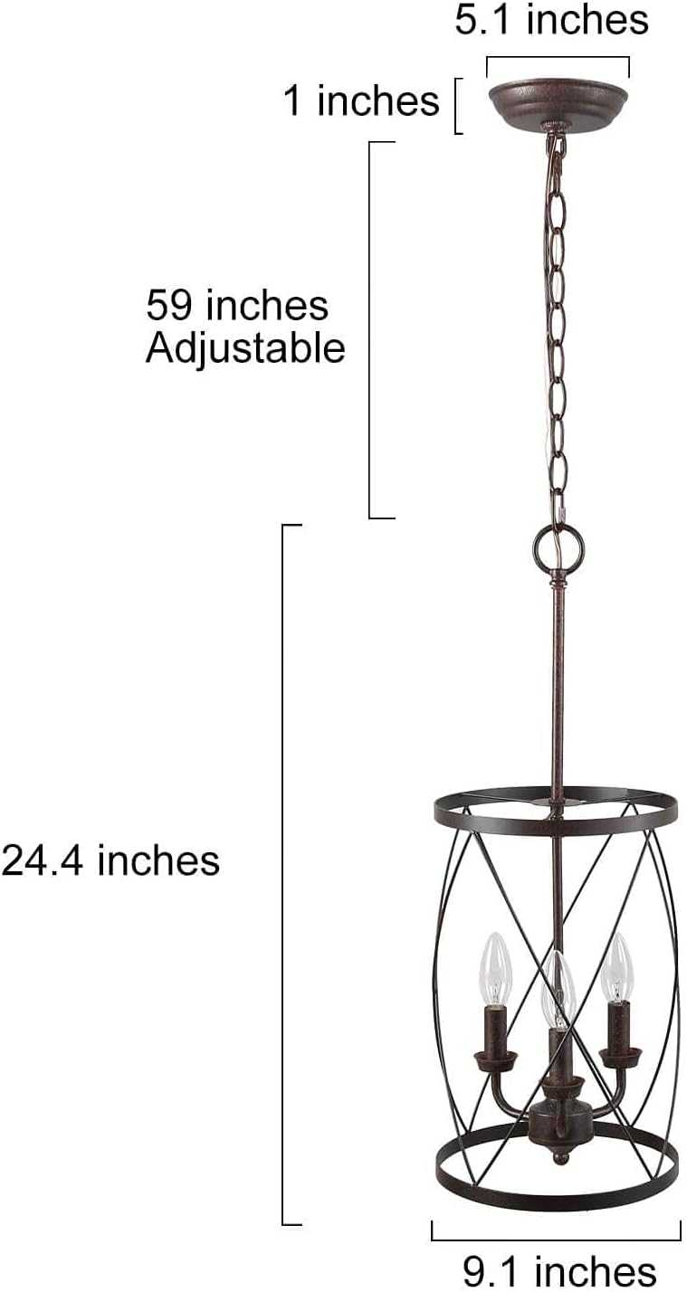 Best Quality 🔥 LOG BARN 3-Light Industrial Chandeliers, Vintage Foyer Hanging Lighting Fixture for Dining Room, Living Room, Cylinder Metal Shade, Bronze Finish