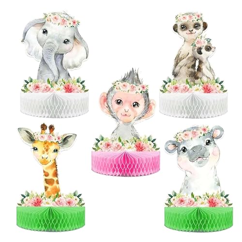 image for DazzleDaisy 9-Piece Jungle Animals Honeycomb Centerpieces – Safari B