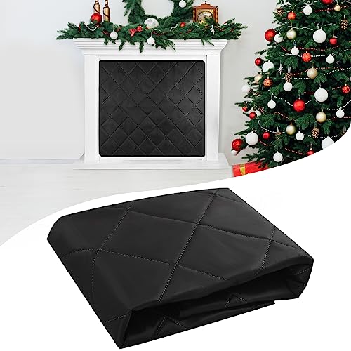 Magnetic Fireplace Cover Blanket Draft Stopper 36*32in Brick Fireplace Screen Insulation Cover Chimney Cold Air Blocker with Strong Magnet Hook-and-Loop Fasteners for Winter Iron Frame Stops Heat Loss
