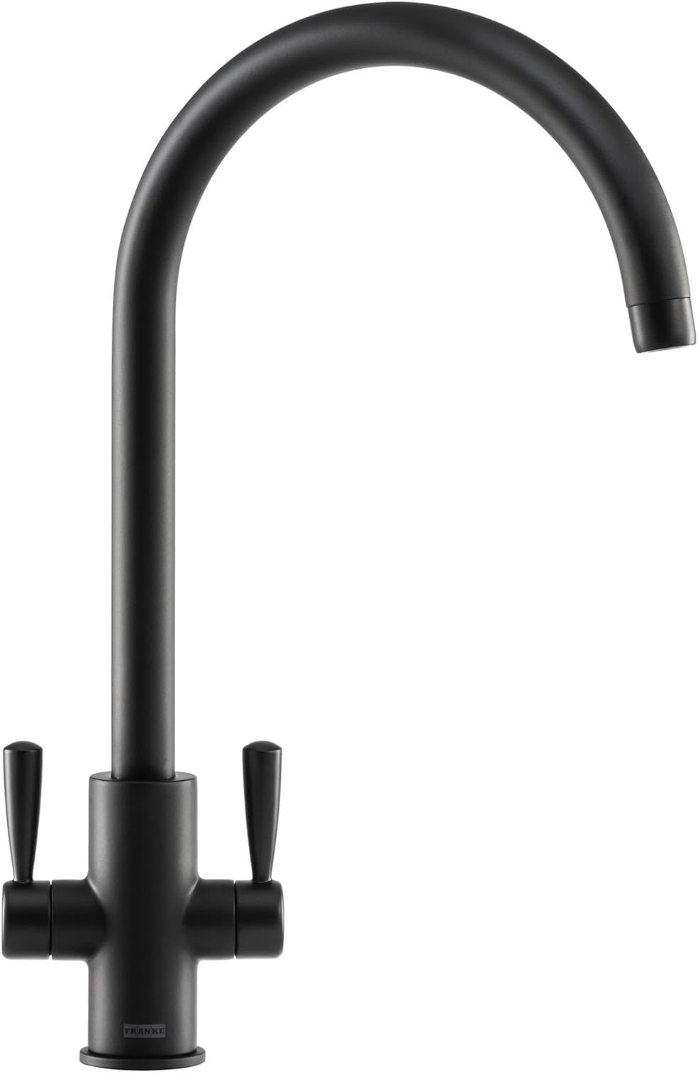 Franke Ascona Swan Neck Swivel Spout Mono Mixer Twin Lever Black Kitchen Tap