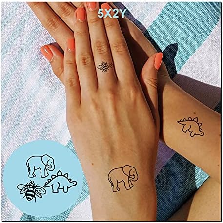 5X2Y Tattoo Tech, Long Lasting Temporary Tattoos, Last 1-2 Weeks, Waterproof, Semi Permanent Tattoo, Realistic look, No Adhesive, No reflection (Elephant Bee)