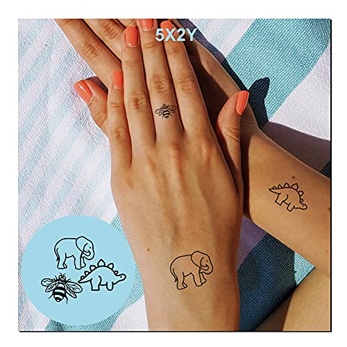5X2Y Tattoo Tech, Long Lasting Temporary Tattoos, Last 1-2 Weeks, Waterproof, Semi Permanent Tattoo, Realistic Look, No Adhesive, No Reflection (Elephant Bee) #TOP6