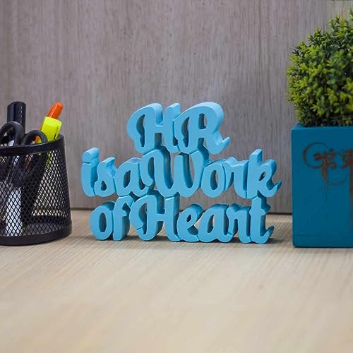 Image of Nukkad Tales HR is A Work of Heart Blue Office Decor Showpiece Office Decoration Items for Office Table Corporate Gifts for Employees Gift for HR Manager (7 x 4.80 inch)