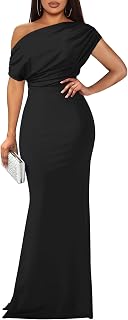 YMDUCH Women's Sleeveless Off-Shoulder Bodycon Long Formal Evening Party Dress - Elegant Mermaid Maxi Gown