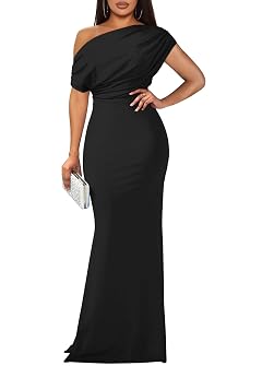 YMDUCH Womens Elegant Sleeveless Off Shoulder Bodycon Long Formal Party Evening Dress